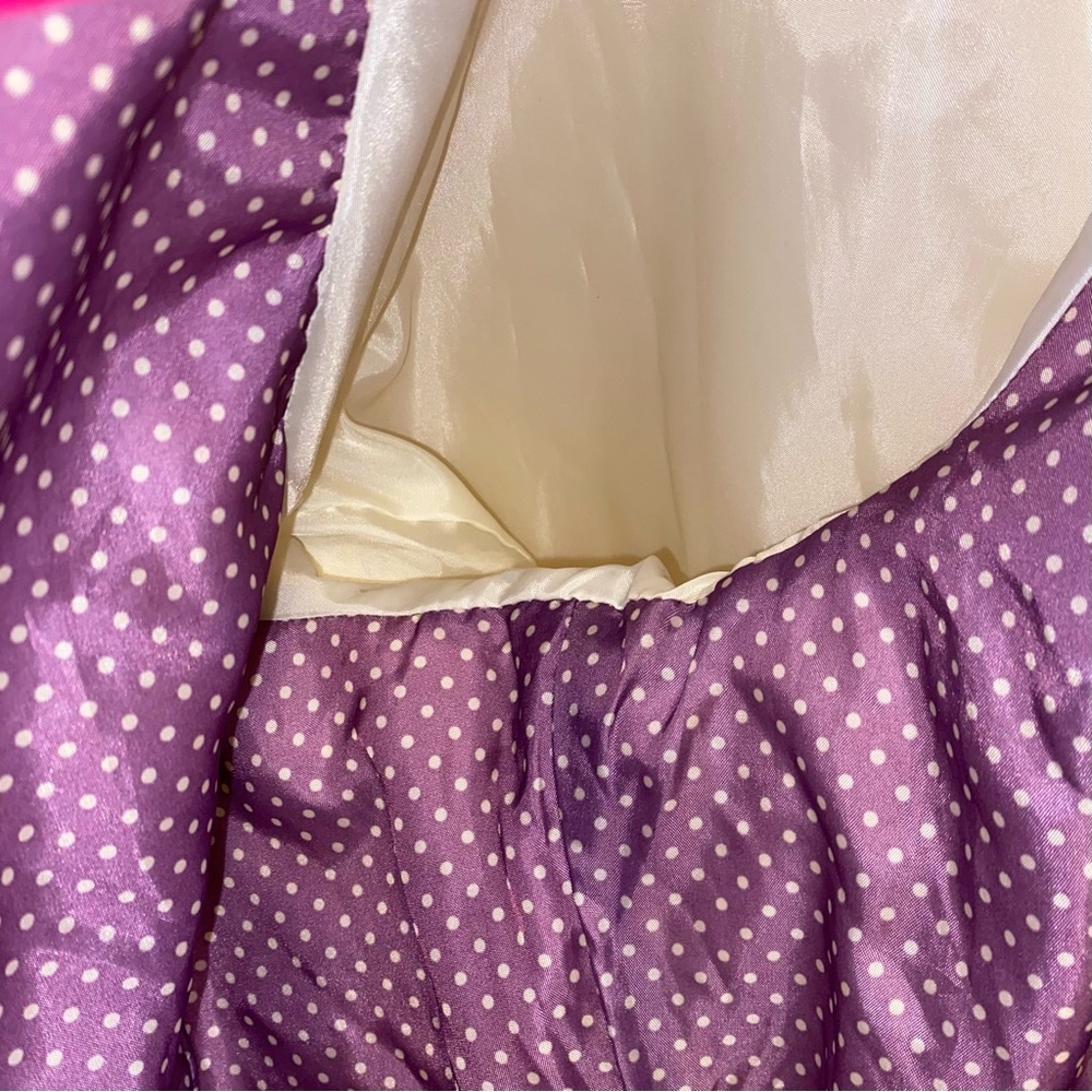 Merona White Coat Cream Purple Polka Dot Jacket Trench XL Extra Large Target - Picture 11 of 14